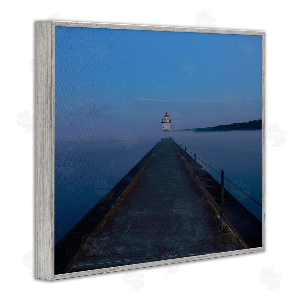 Daniel Sproul Lighthouse at Night Gray Framed Giclee Wall Art Print