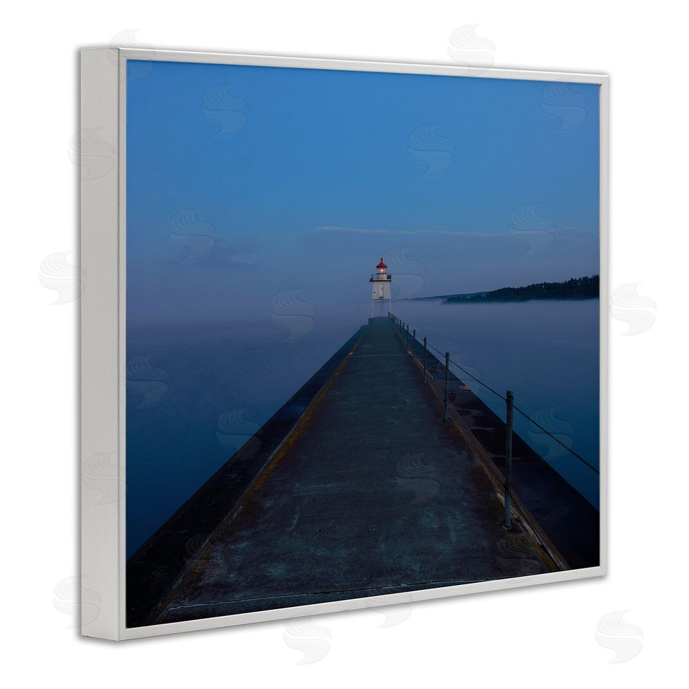 Daniel Sproul Lighthouse at Night White Framed Giclee Wall Art Print