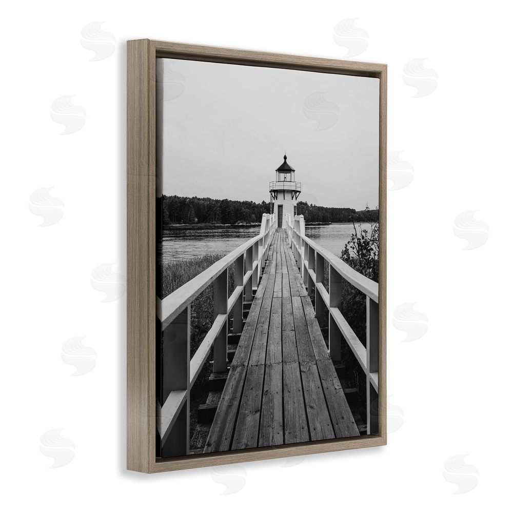 Daniel Sproul Rustic Lighthouse Photography Brown Floating Frame Canvas Wall Art Print