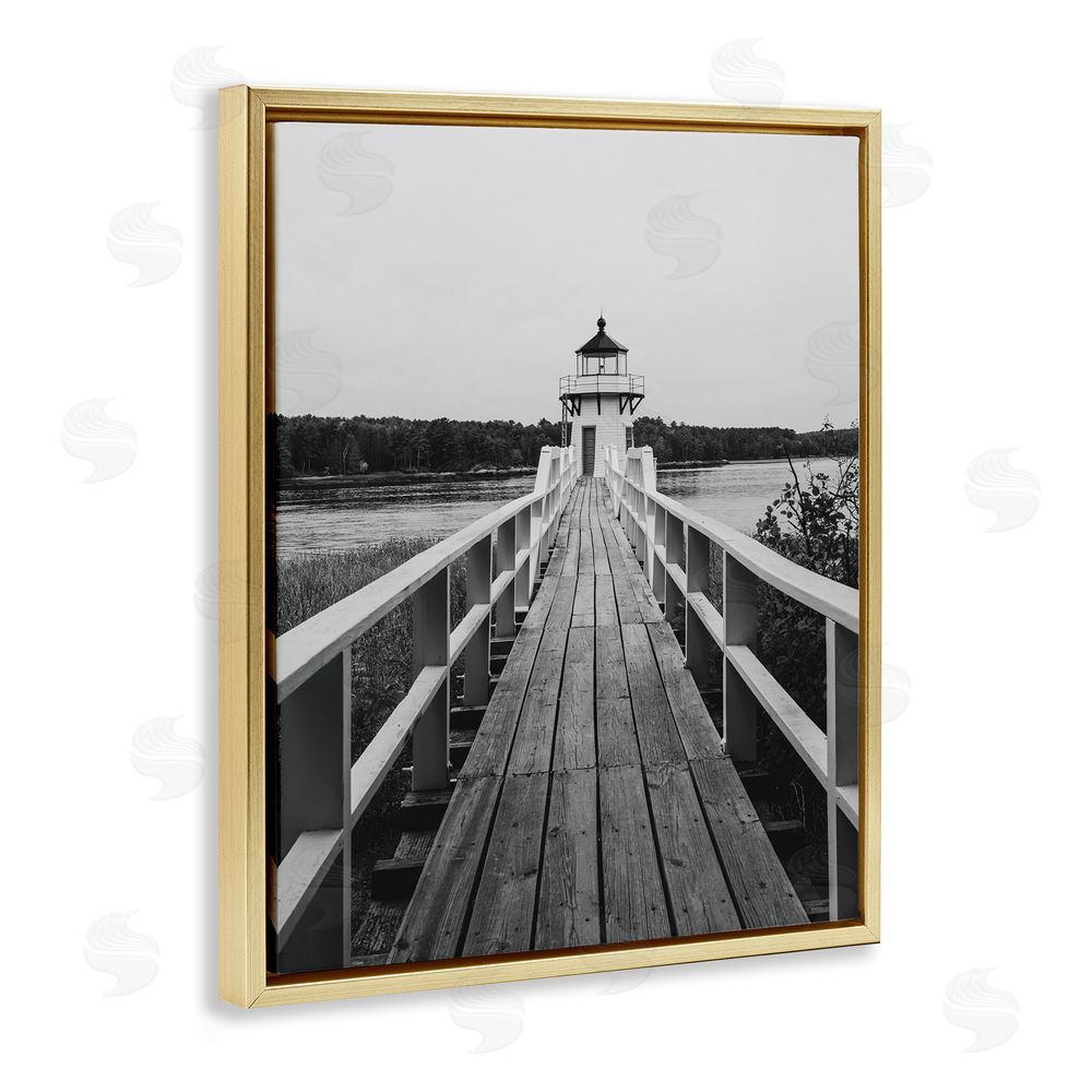 Daniel Sproul Rustic Lighthouse Photography Gold Floating Frame Canvas Wall Art Print