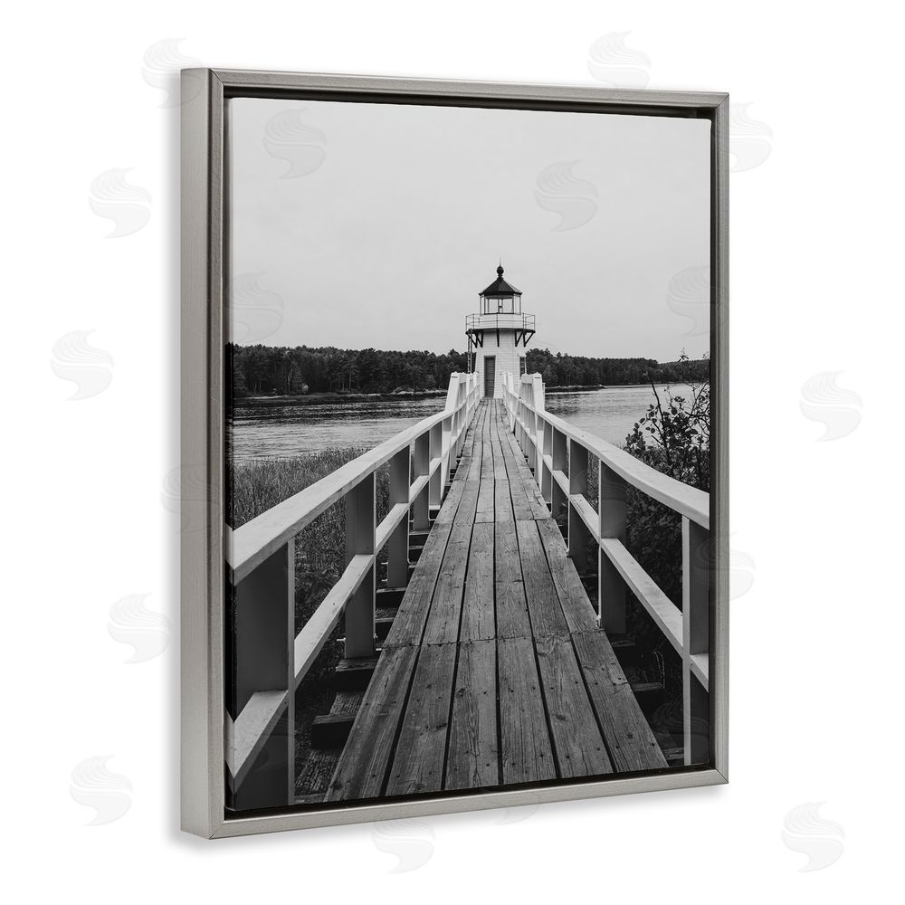 Daniel Sproul Rustic Lighthouse Photography Gray Floating Frame Canvas Wall Art Print