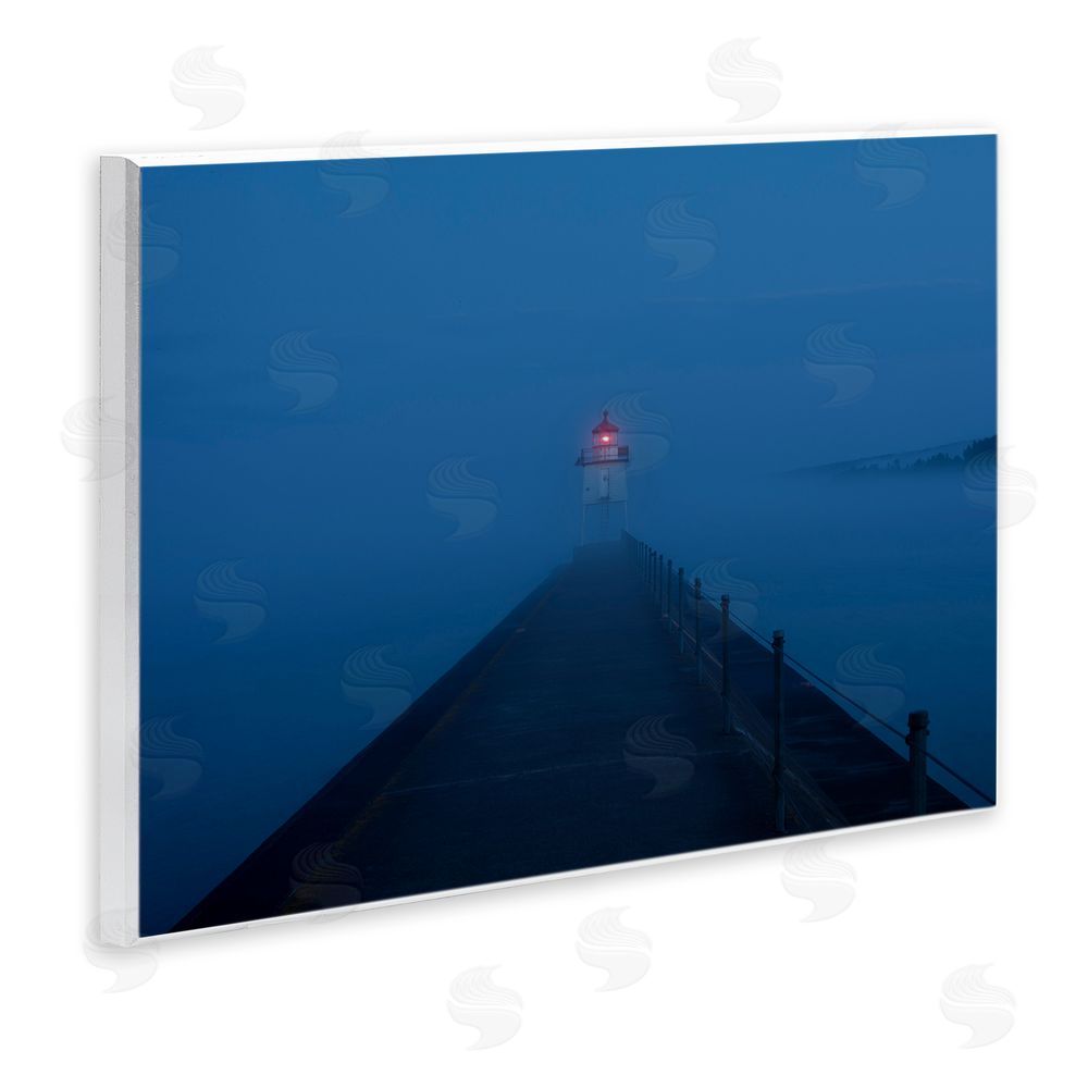 Daniel Sproul Foggy Lighthouse Dock Wooden Wall Plaque Art Print