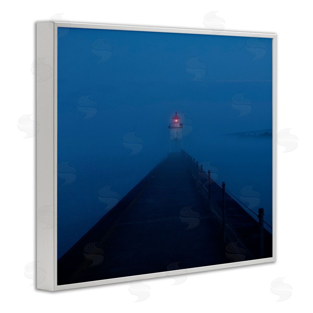 Daniel Sproul Foggy Lighthouse Dock White Framed Giclee Wall Art Print