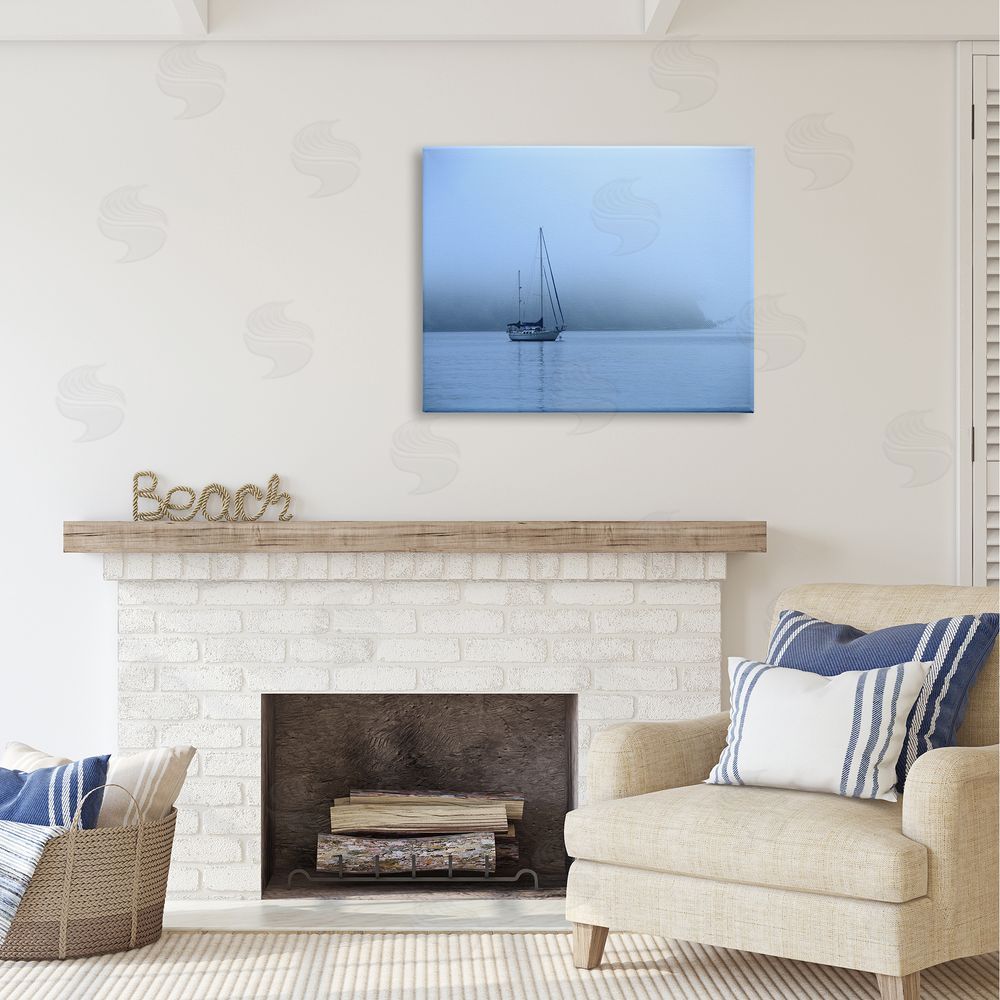 Daniel Sproul Foggy Boat Sailing Canvas Wall Art Print in Room
