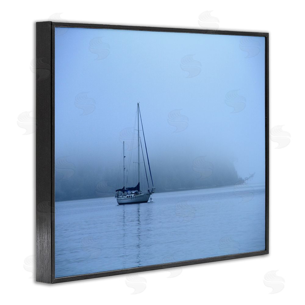 Daniel Sproul Foggy Boat Sailing Black Framed Giclee Wall Art Print