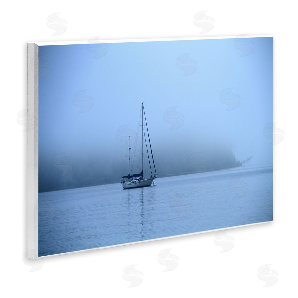 Daniel Sproul Foggy Boat Sailing Wooden Wall Plaque Art Print
