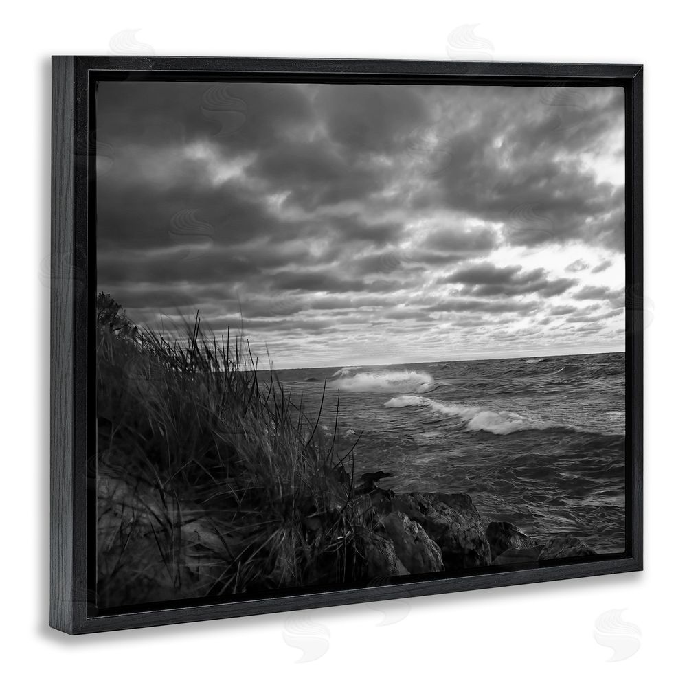 Steve Toole Stormy Sea Photography Black Floating Frame Canvas Wall Art Print