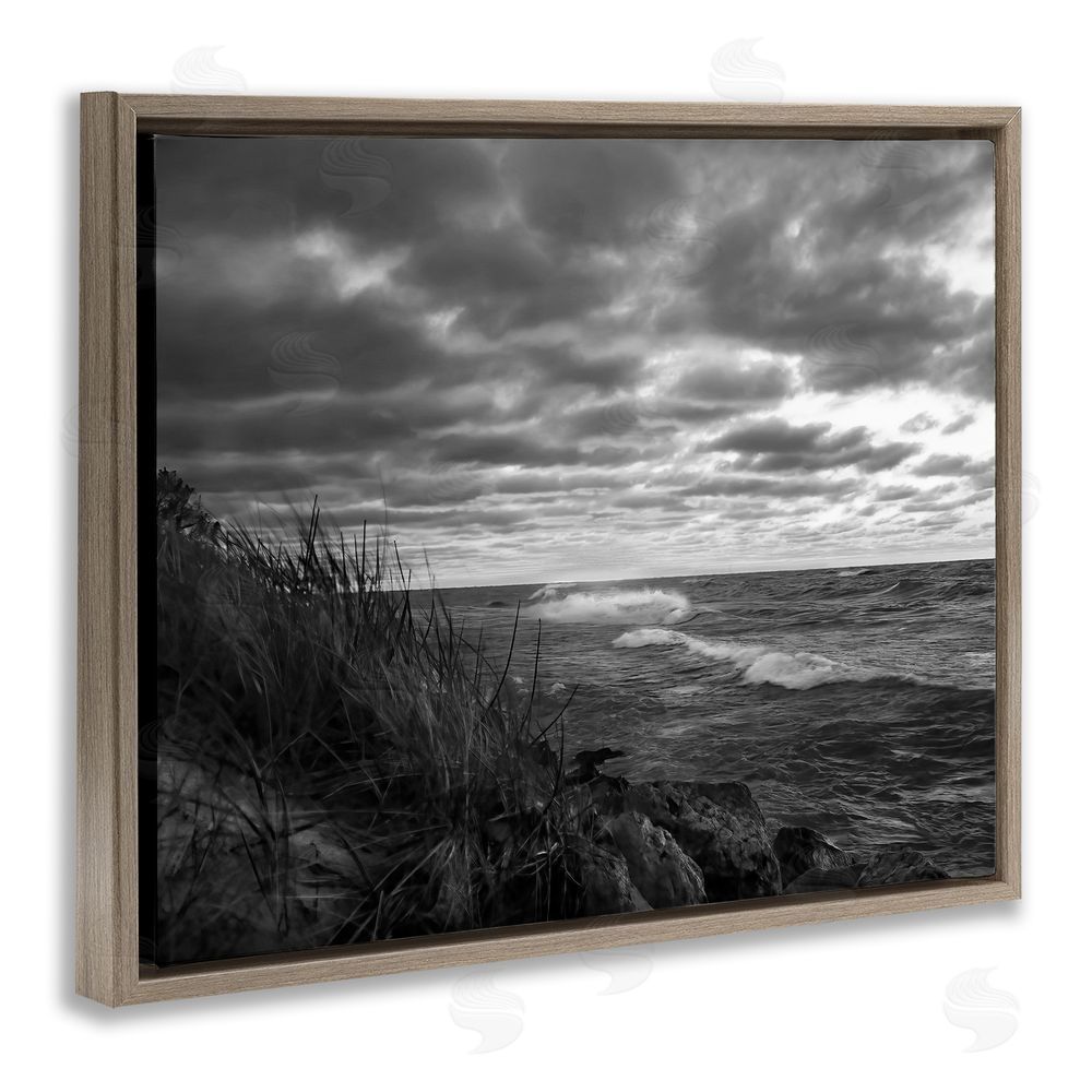 Steve Toole Stormy Sea Photography Brown Floating Frame Canvas Wall Art Print