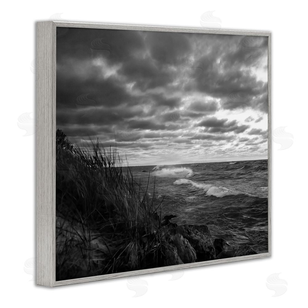 Steve Toole Stormy Sea Photography Gray Framed Giclee Wall Art Print
