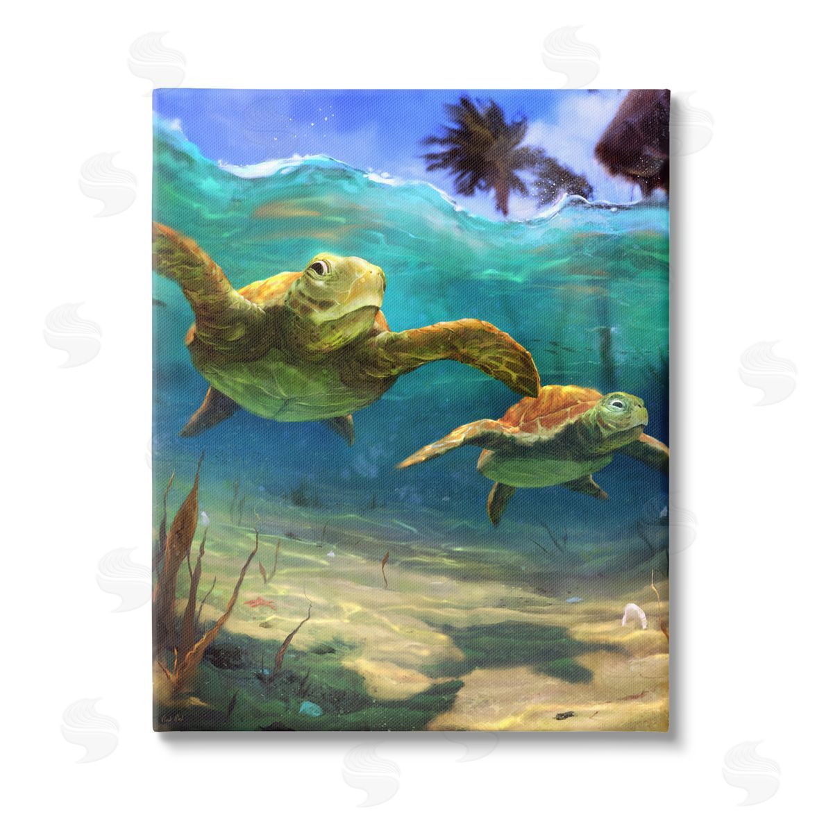 Vlad Mel Tropical Underwater Turtles Canvas Wall Art Print
