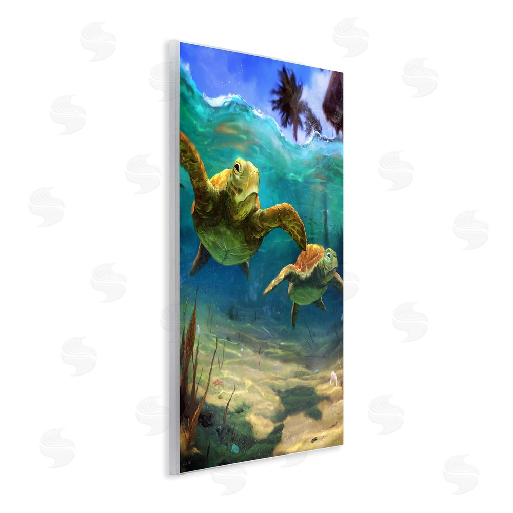 Vlad Mel Tropical Underwater Turtles Wooden Wall Plaque Art Print