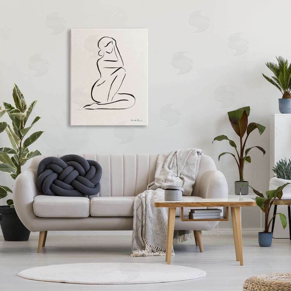 Farida Zaman Minimal Nude Woman Canvas Wall Art Print in Room