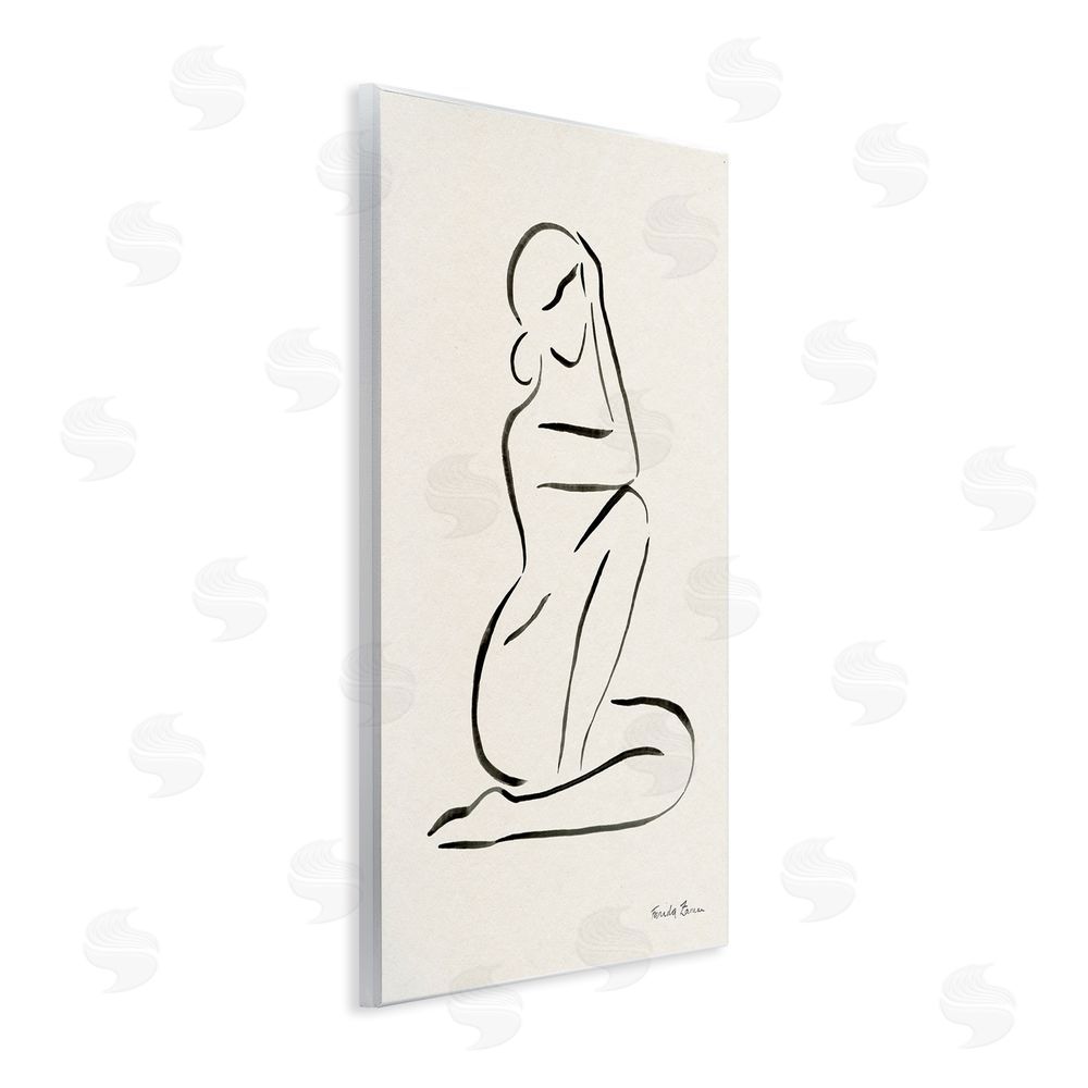 Farida Zaman Minimal Nude Woman Wooden Wall Plaque Art Print