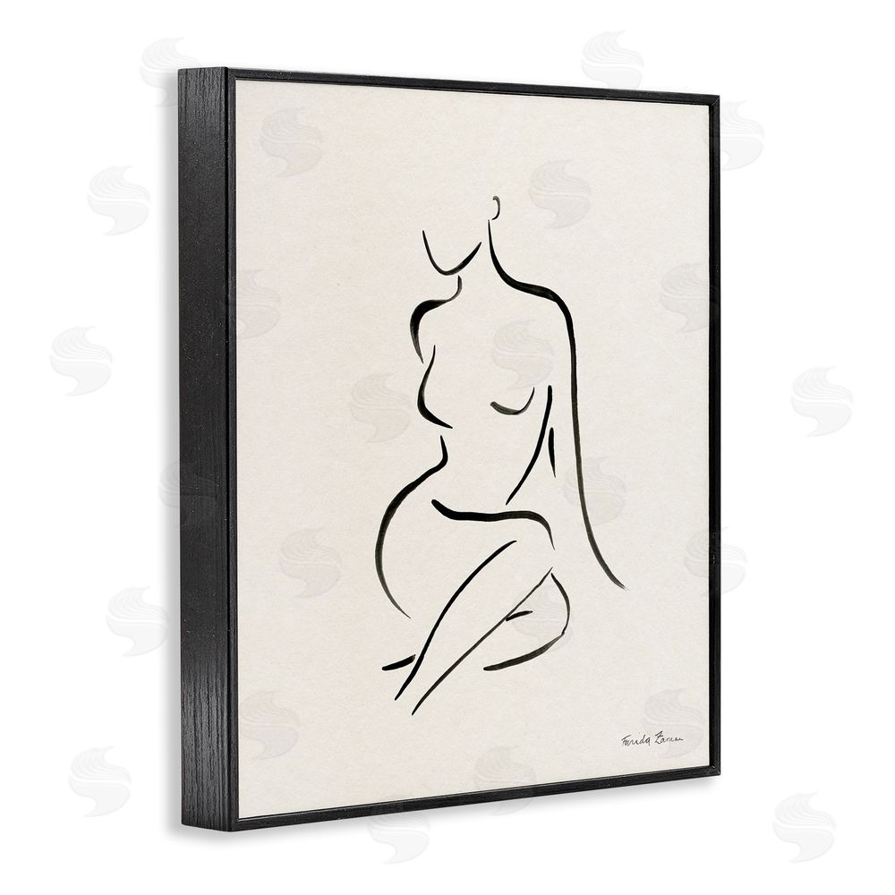 Farida Zaman Minimal Nude Outline Black Framed Giclee Wall Art Print