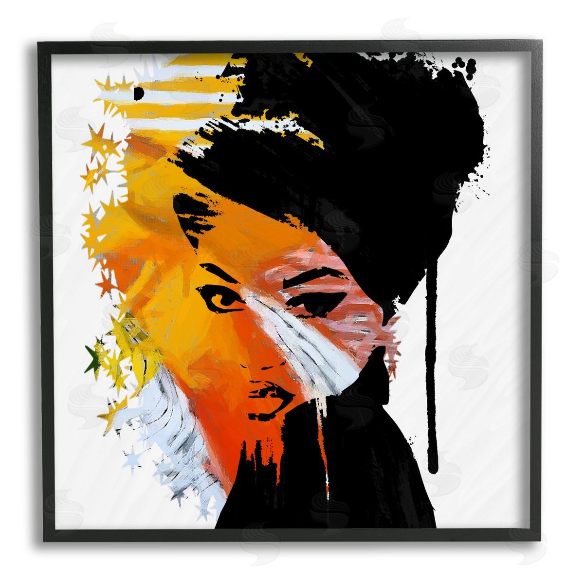 Karen Smith Abstract Woman & Stars Black Framed Giclee Wall Artside_