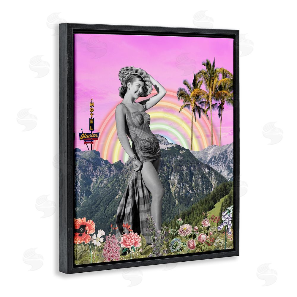 Regina Moore Summer Woman & Flowers Black Floating Frame Canvas Wall Art Print