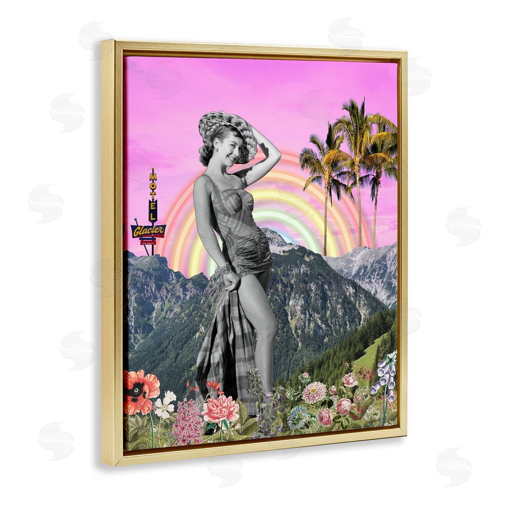 Regina Moore Summer Woman & Flowers Gold Floating Frame Canvas Wall Art Print