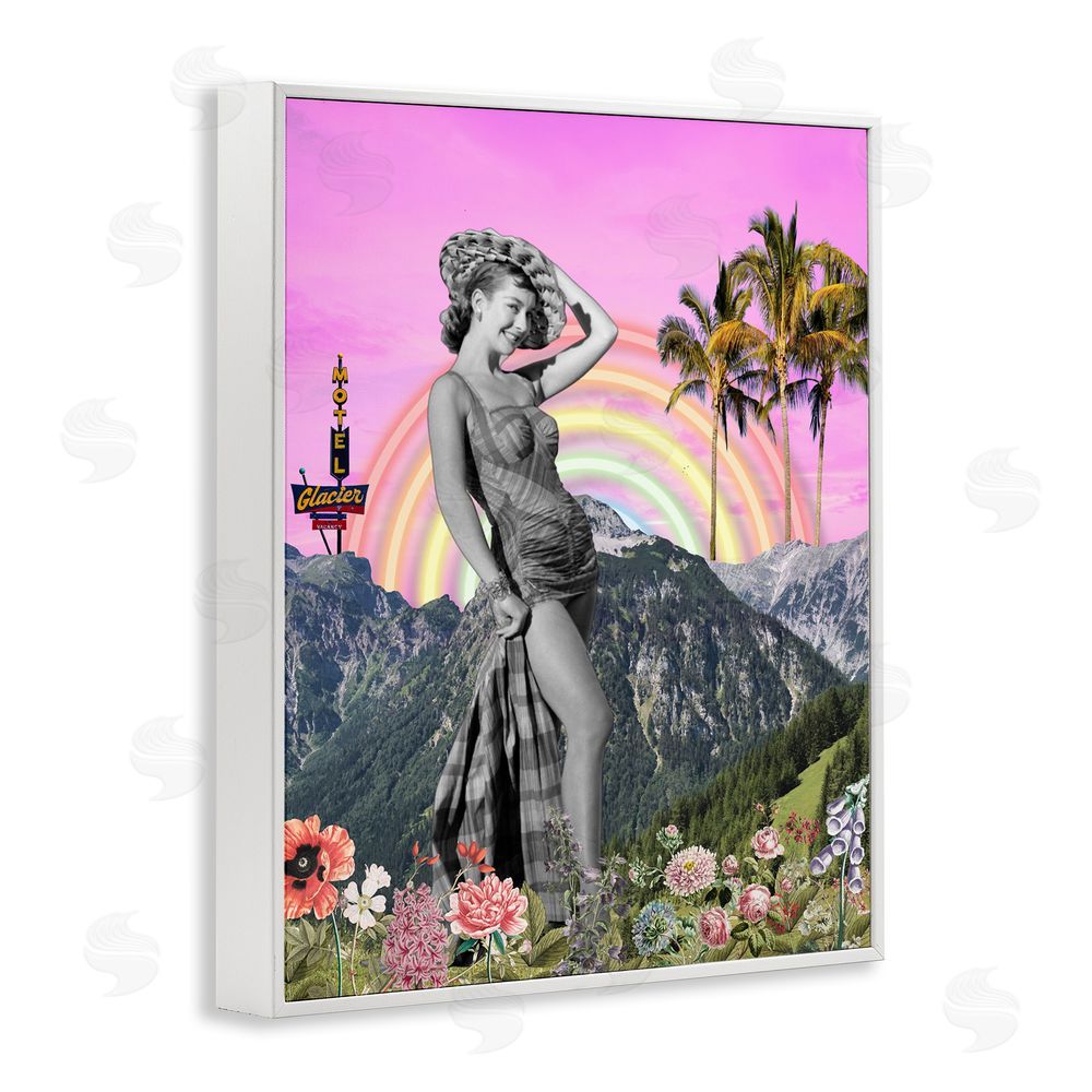 Regina Moore Summer Woman & Flowers White Framed Giclee Wall Art Print
