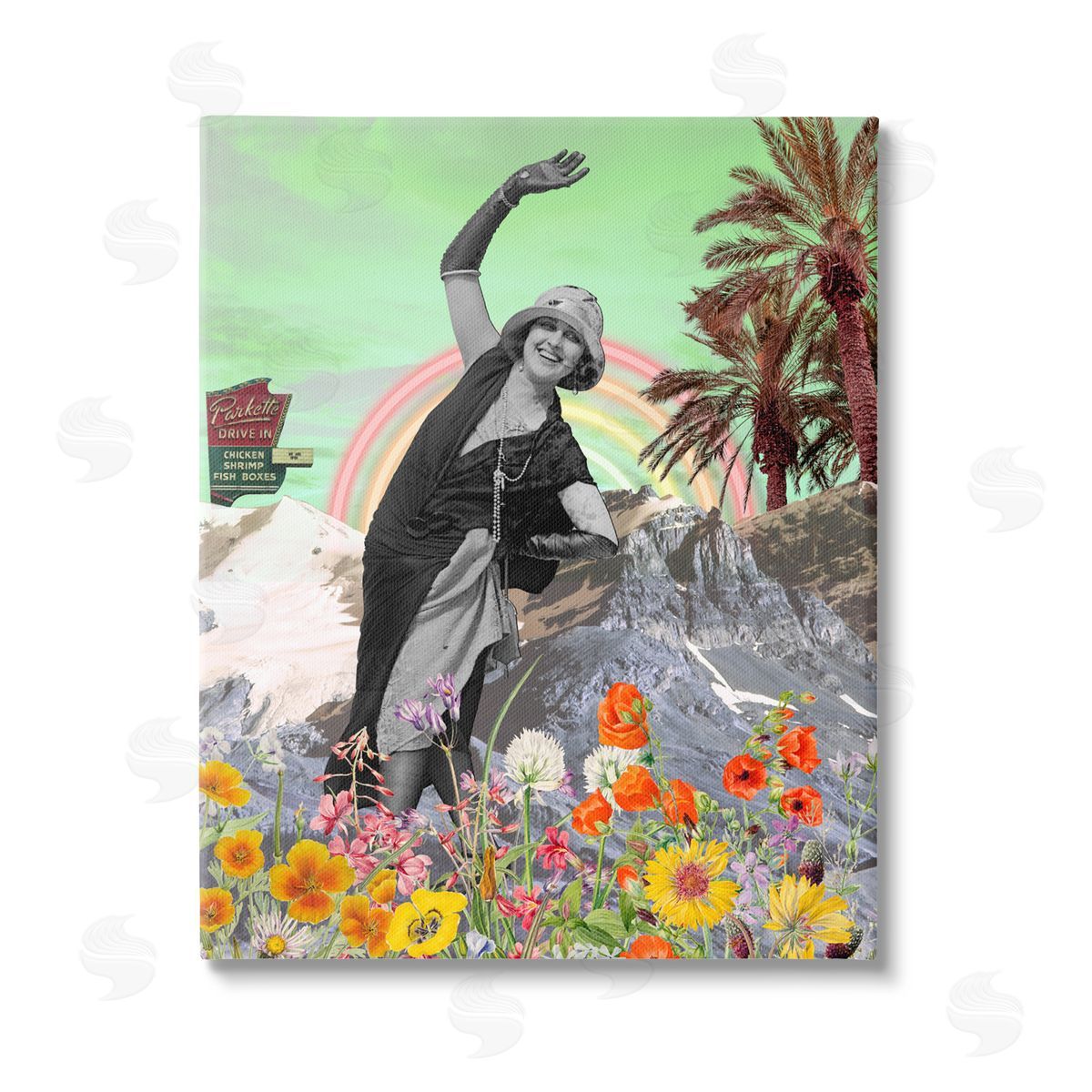 Regina Moore Vintage Floral Collage Canvas Wall Art Print