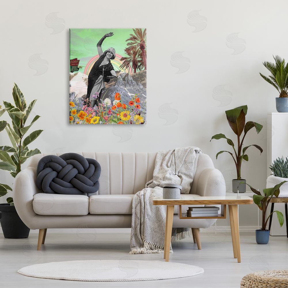 Regina Moore Vintage Floral Collage Canvas Wall Art Print in Room