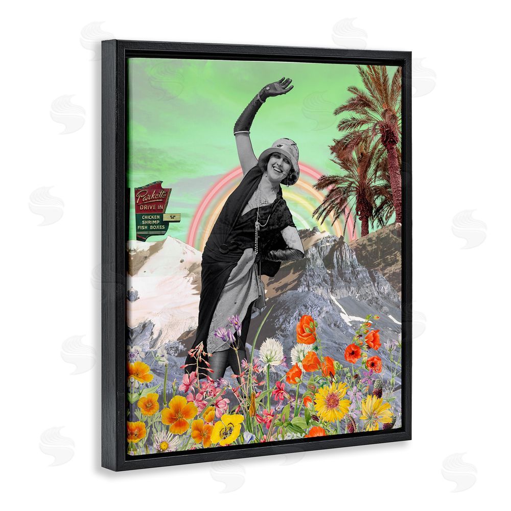 Regina Moore Vintage Floral Collage Black Floating Frame Canvas Wall Art Print