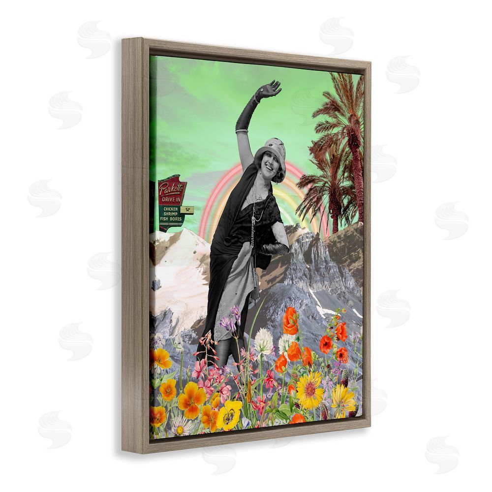 Regina Moore Vintage Floral Collage Brown Floating Frame Canvas Wall Art Print