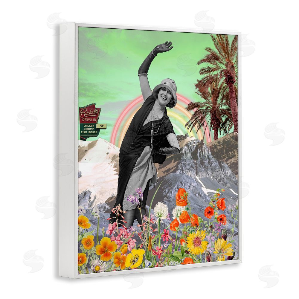 Regina Moore Vintage Floral Collage White Framed Giclee Wall Art Print