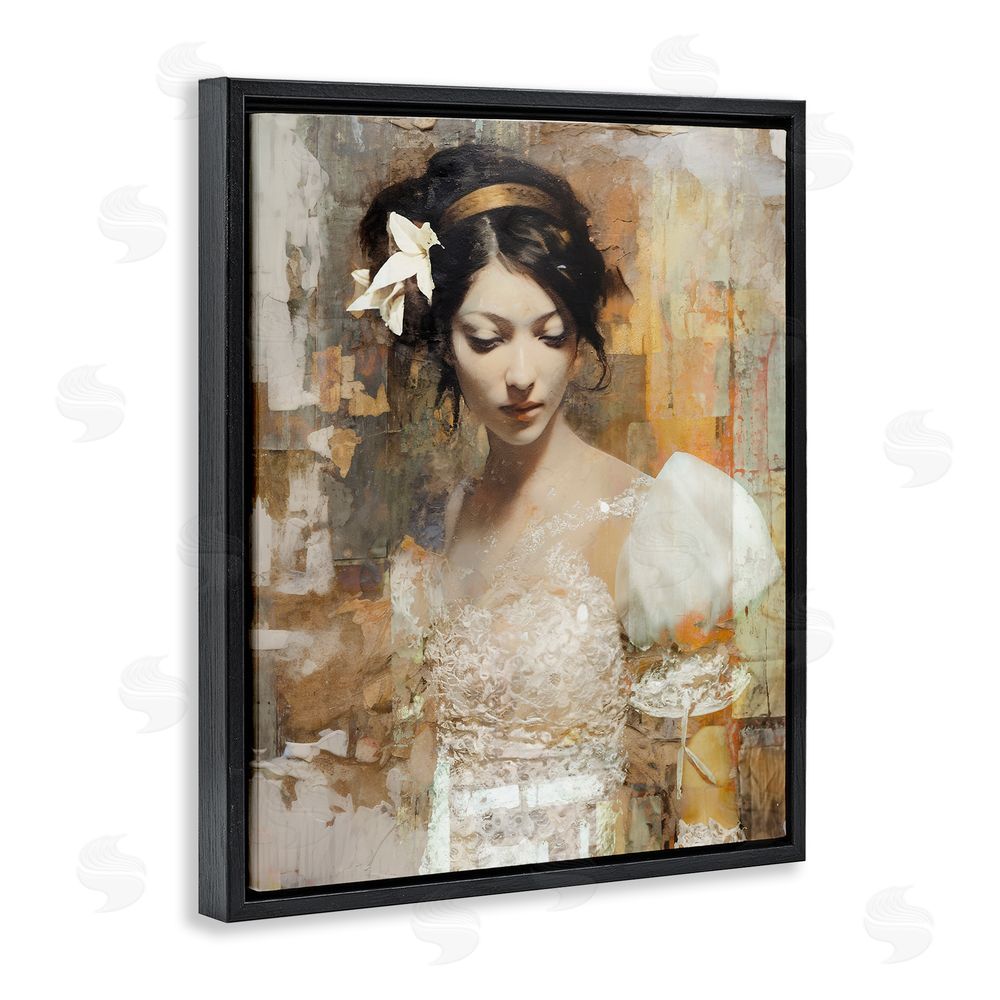 Enrico McGarrigle Abstract Bride Collage Black Floating Frame Canvas Wall Art Print