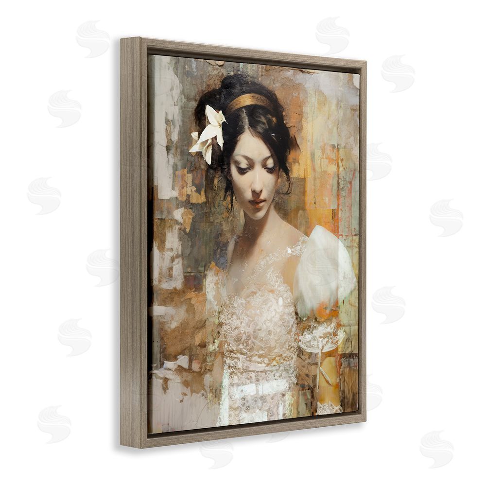 Enrico McGarrigle Abstract Bride Collage Brown Floating Frame Canvas Wall Art Print