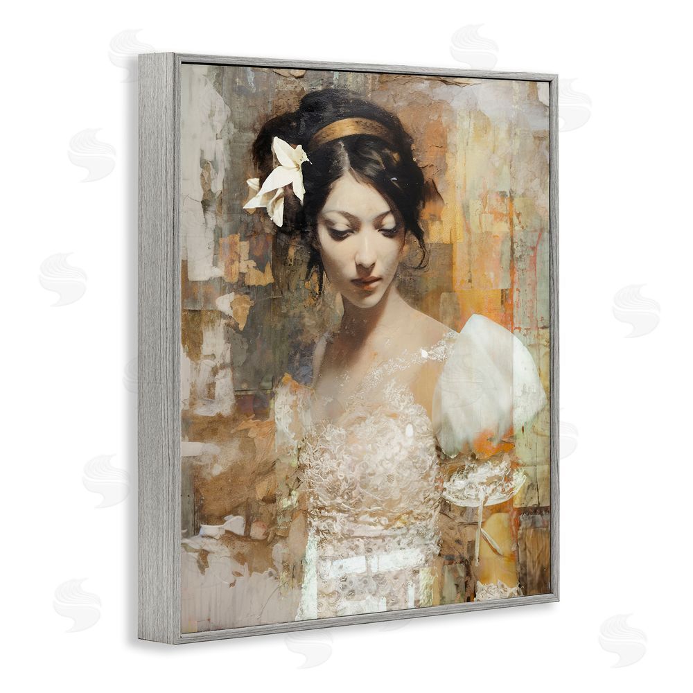 Enrico McGarrigle Abstract Bride Collage Gray Framed Giclee Wall Art Print