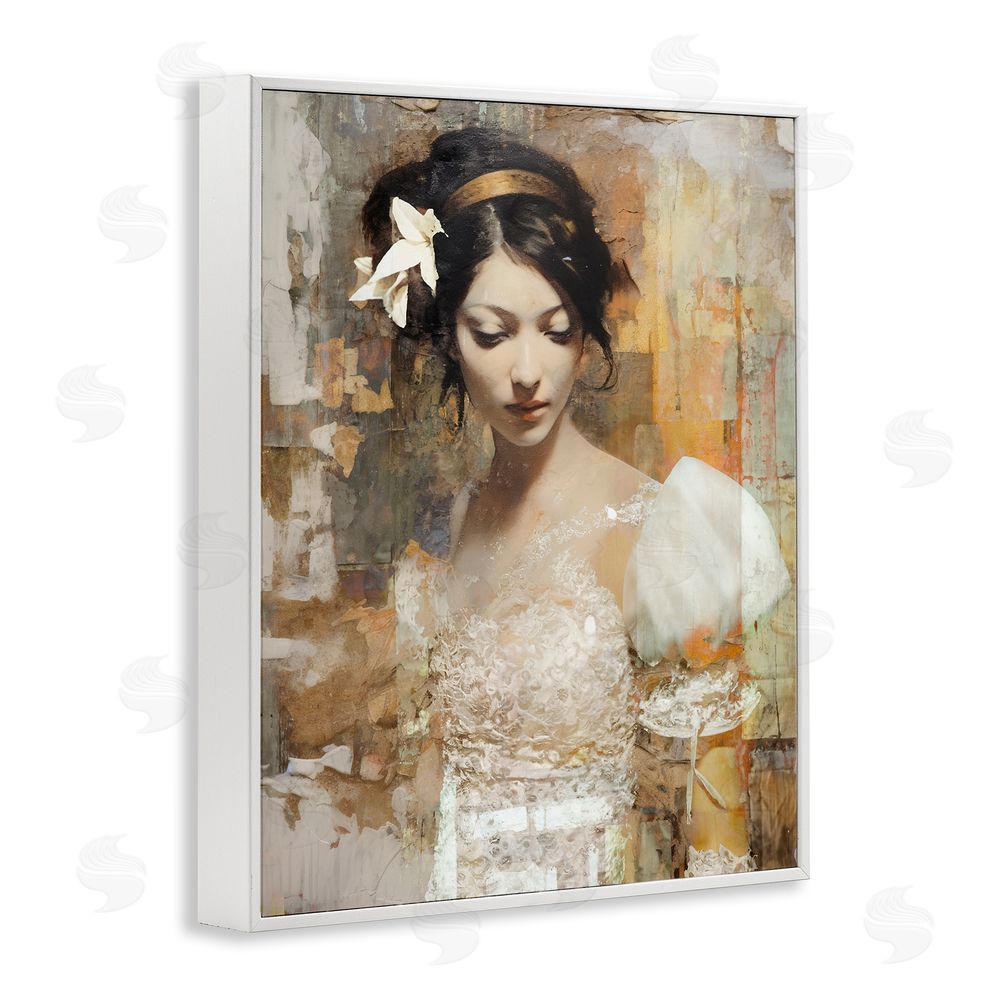 Enrico McGarrigle Abstract Bride Collage White Framed Giclee Wall Art Print