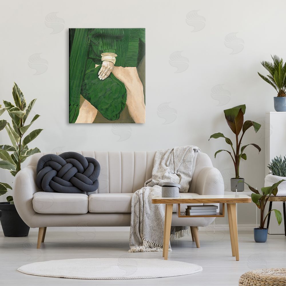 Design Fabrikken Fashion Girl in Green Canvas Wall Art Print in Room