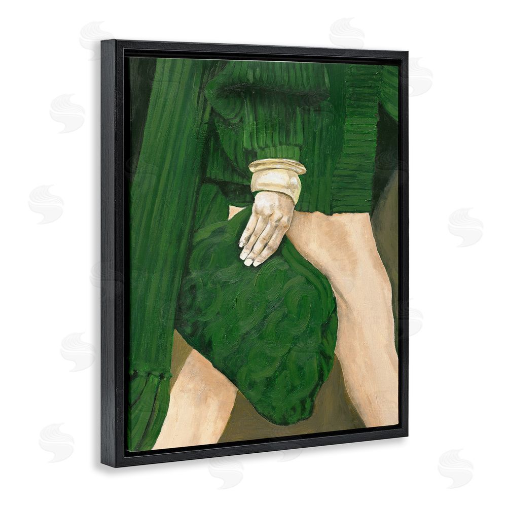 Design Fabrikken Fashion Girl in Green Black Floating Frame Canvas Wall Art Print