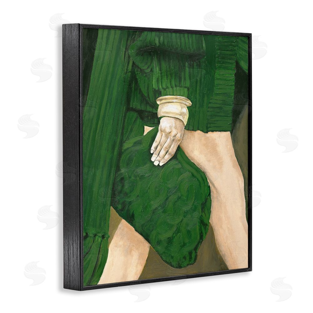 Design Fabrikken Fashion Girl in Green Black Framed Giclee Wall Art Print
