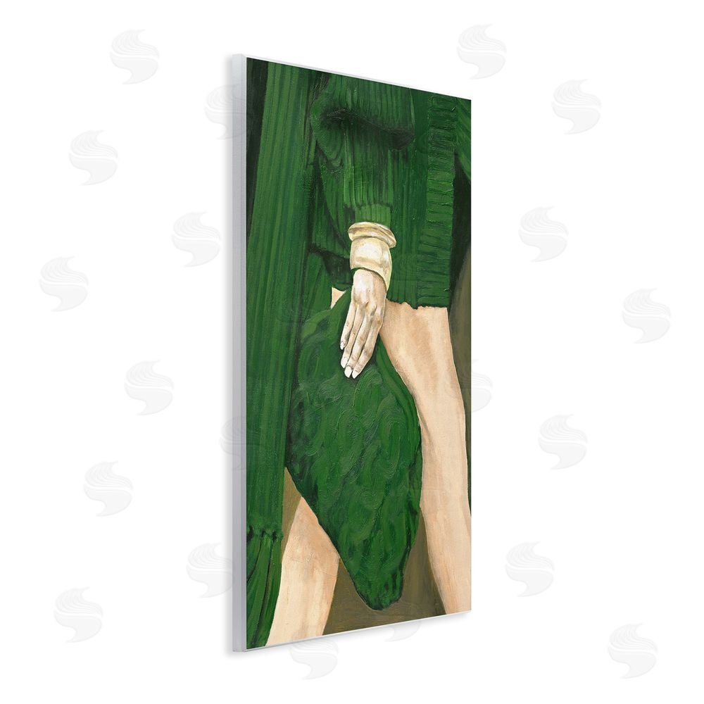 Design Fabrikken Fashion Girl in Green Wooden Wall Plaque Art Print