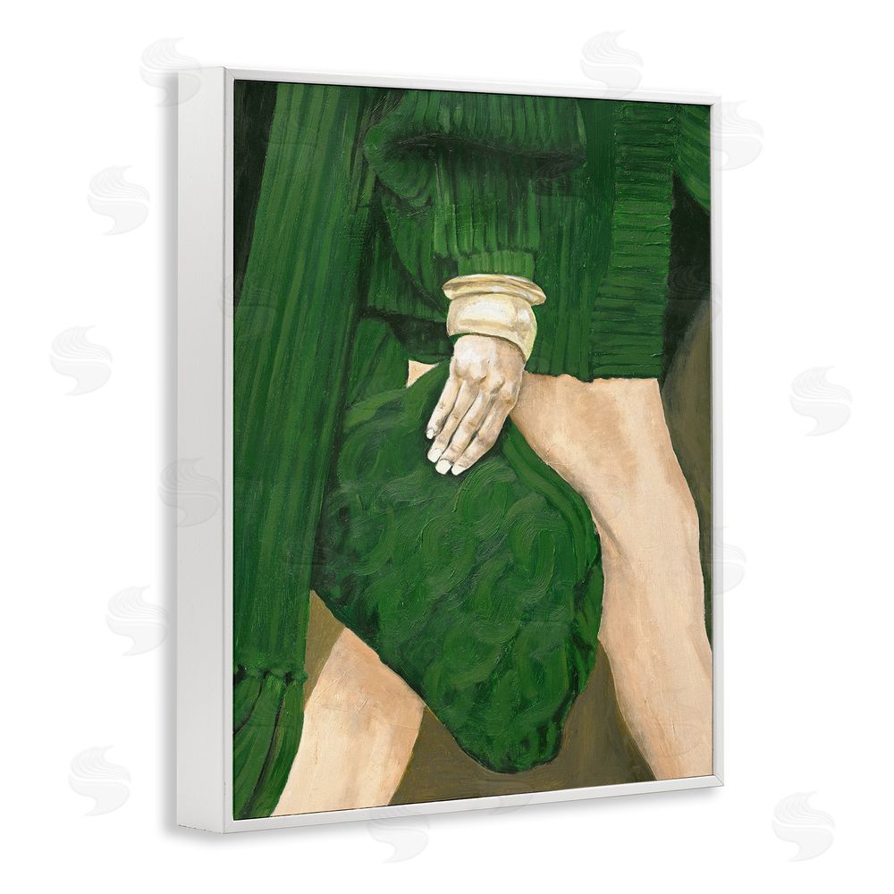 Design Fabrikken Fashion Girl in Green White Framed Giclee Wall Art Print