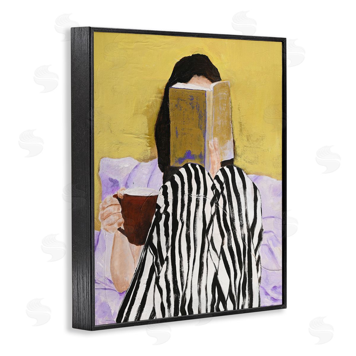 Design Fabrikken Girl Reading in Bed Black Framed Giclee Wall Artside_