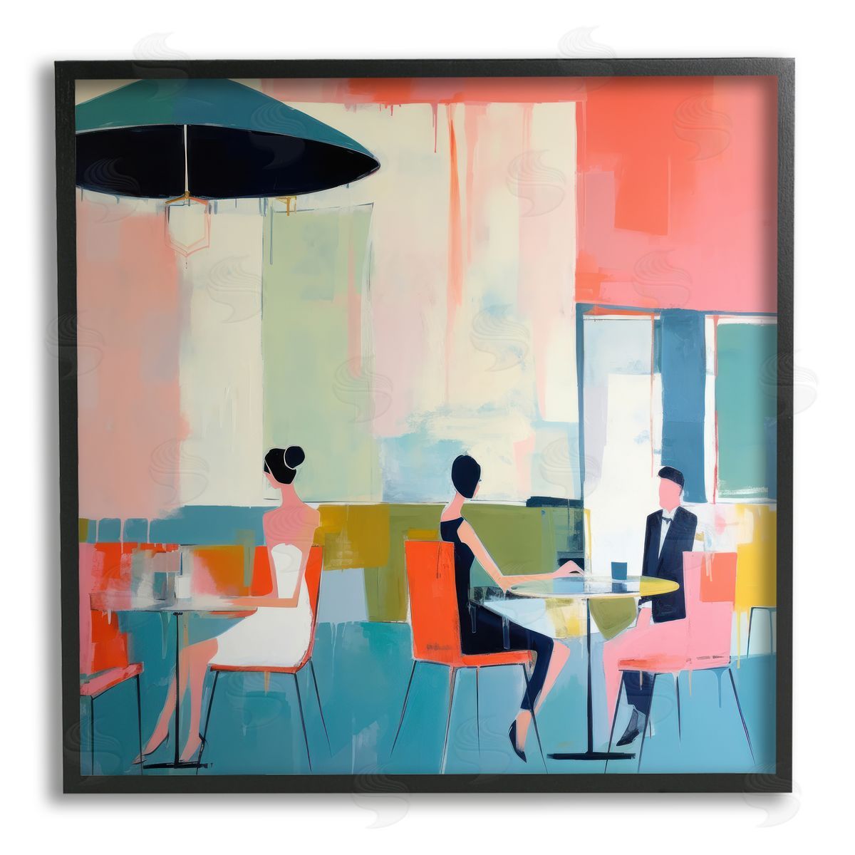 Irena Orlov People in Restaurant Black Framed Giclee Wall Artside_