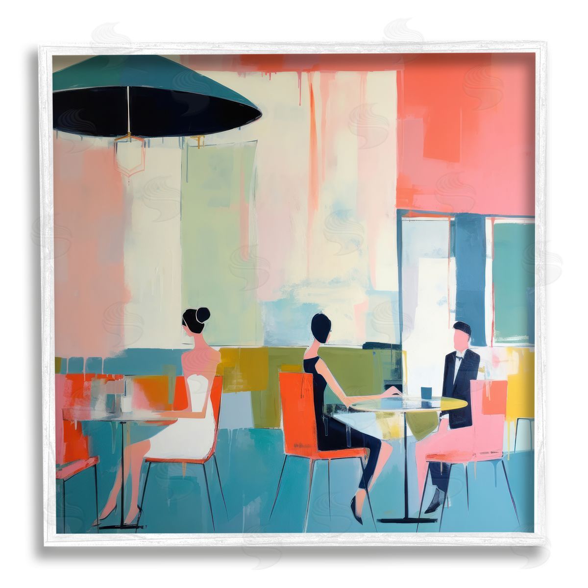 Irena Orlov People in Restaurant White Framed Giclee Wall Artside_