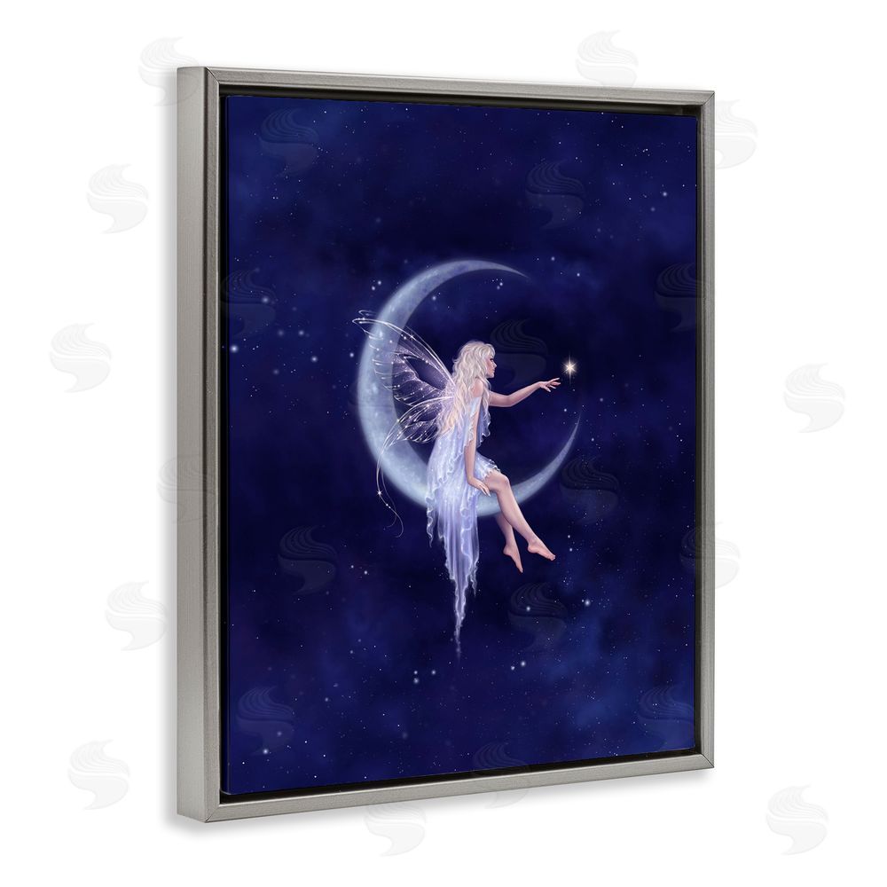 Rachel Anderson Birth of a Star Fairy Gray Floating Frame Canvas Wall Art Print