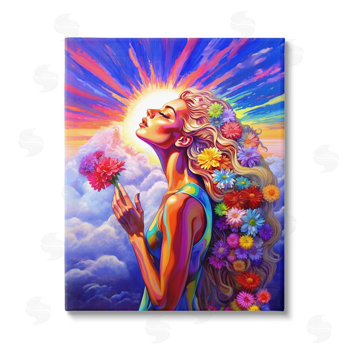 Spirit of the Rainbow Woman & Sun Rays Canvas Wall Art Print