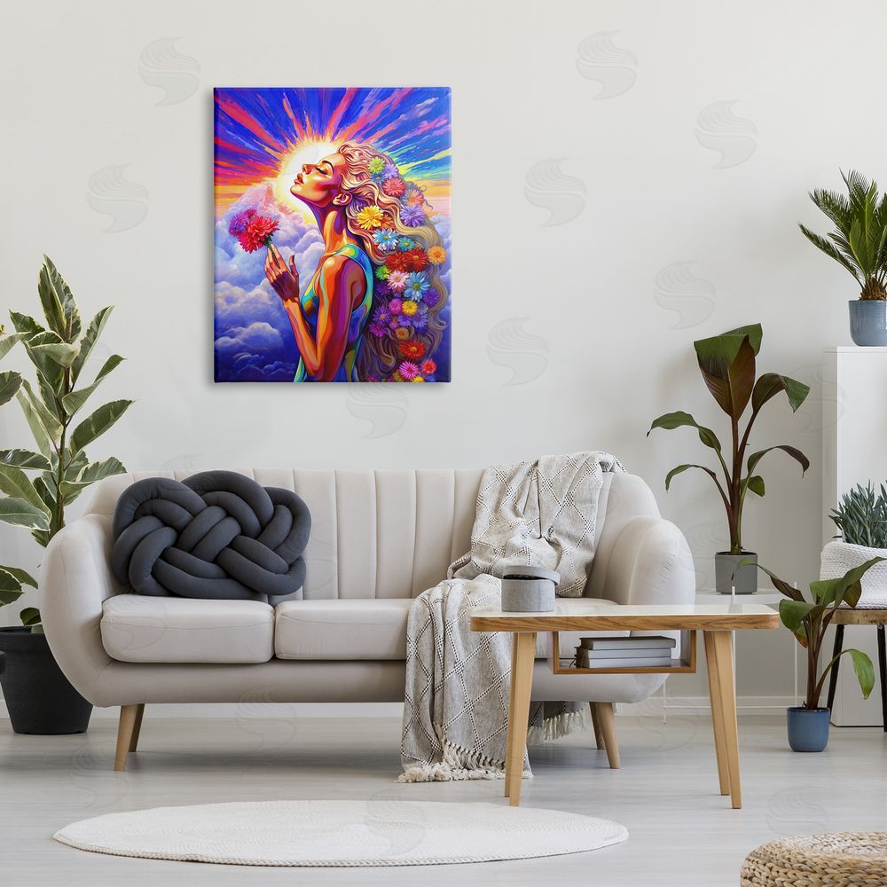 Spirit of the Rainbow Woman & Sun Rays Canvas Wall Art Print in Room