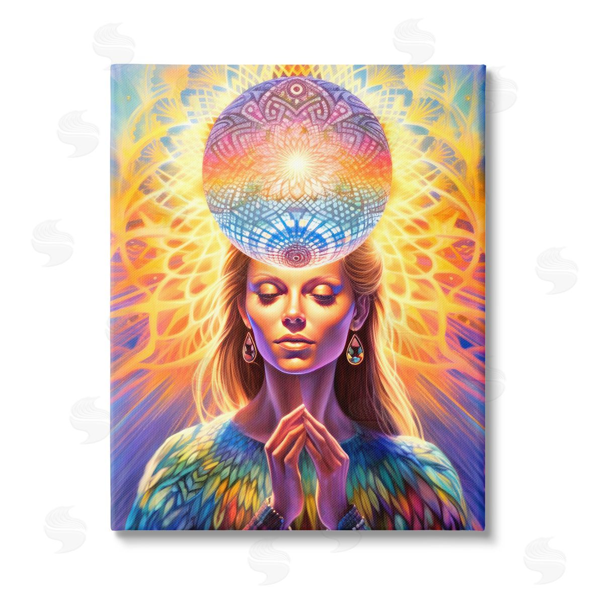 Spirit of the Rainbow Chakra Woman Fractals Canvas Wall Art Print