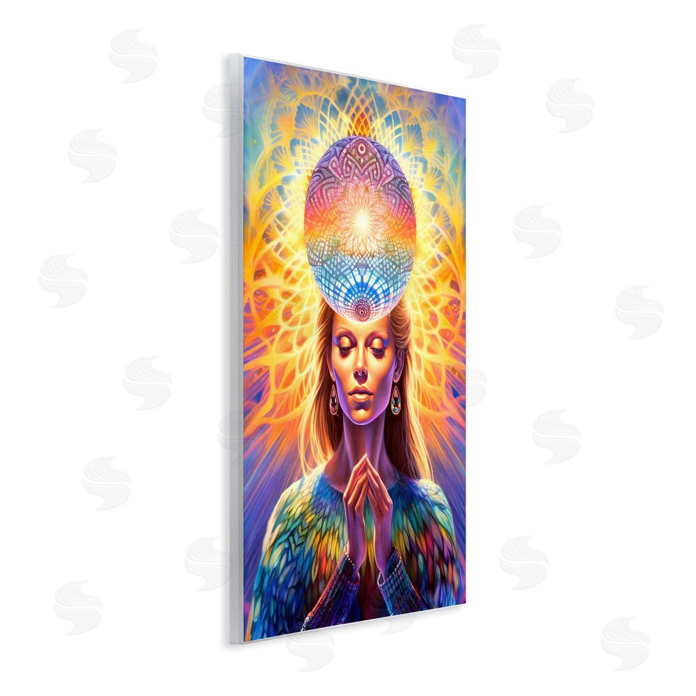 Spirit of the Rainbow Chakra Woman Fractals Wooden Wall Plaque Art Print