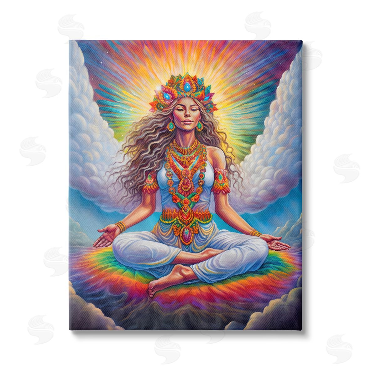 Spirit of the Rainbow Meditation Among Clouds Canvas Wall Art Print