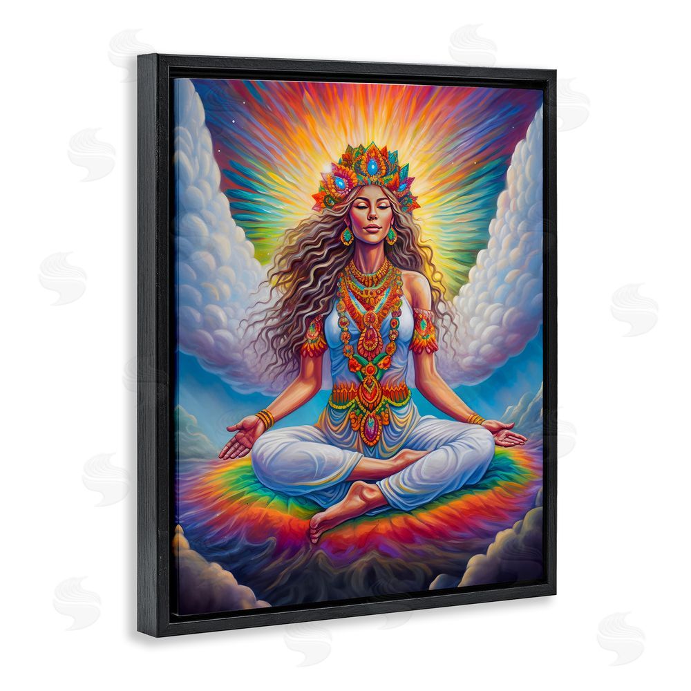 Spirit of the Rainbow Meditation Among Clouds Black Floating Frame Canvas Wall Art Print