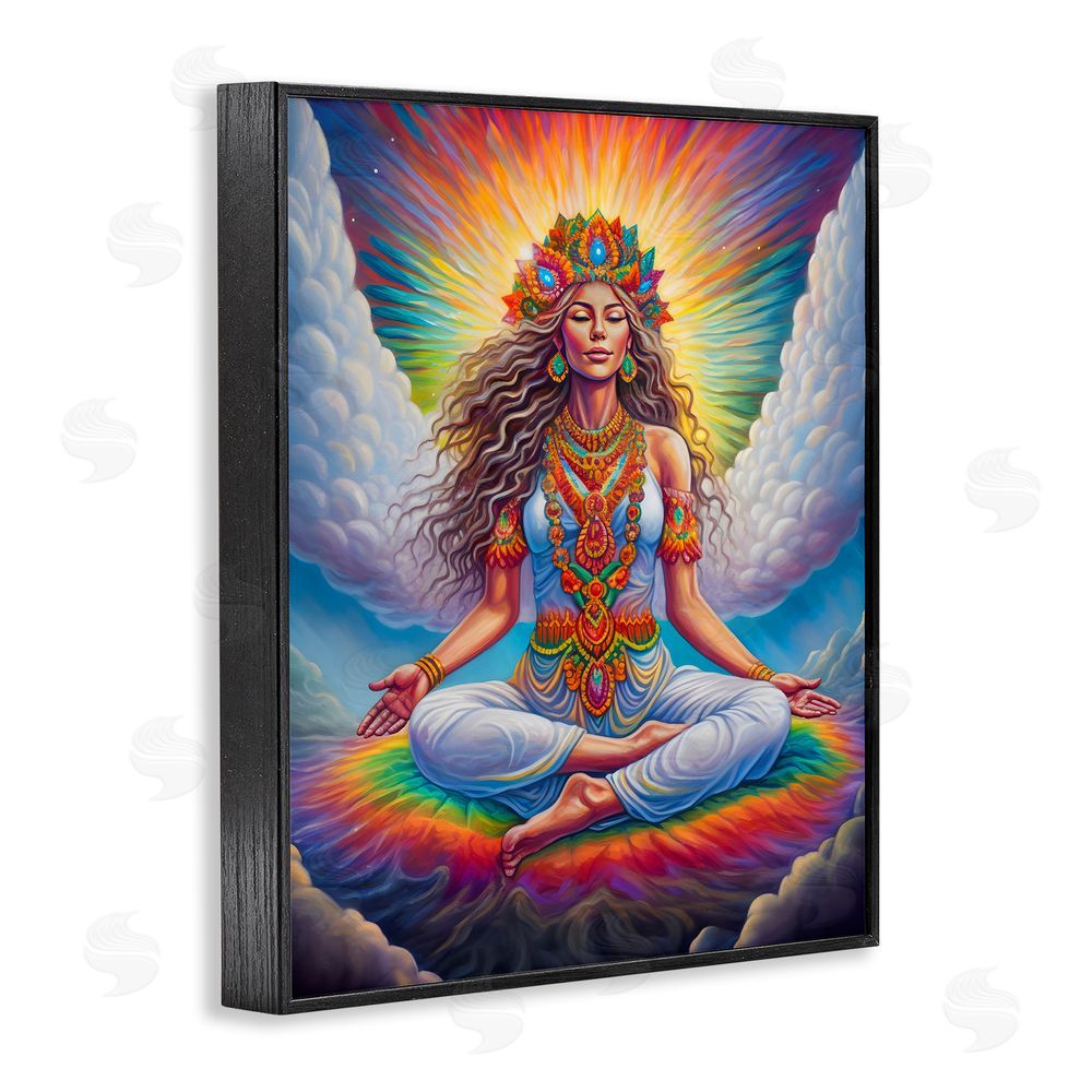 Spirit of the Rainbow Meditation Among Clouds Black Framed Giclee Wall Art Print