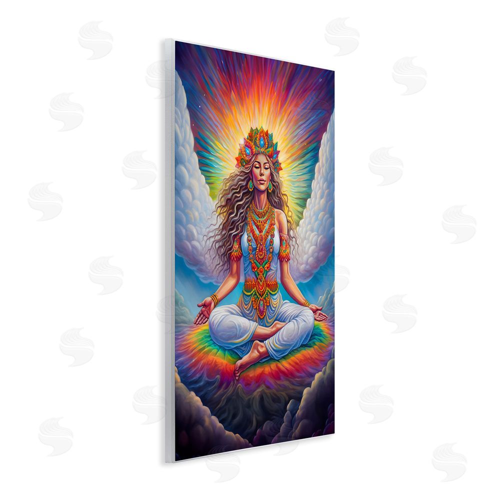 Spirit of the Rainbow Meditation Among Clouds Wooden Wall Plaque Art Print