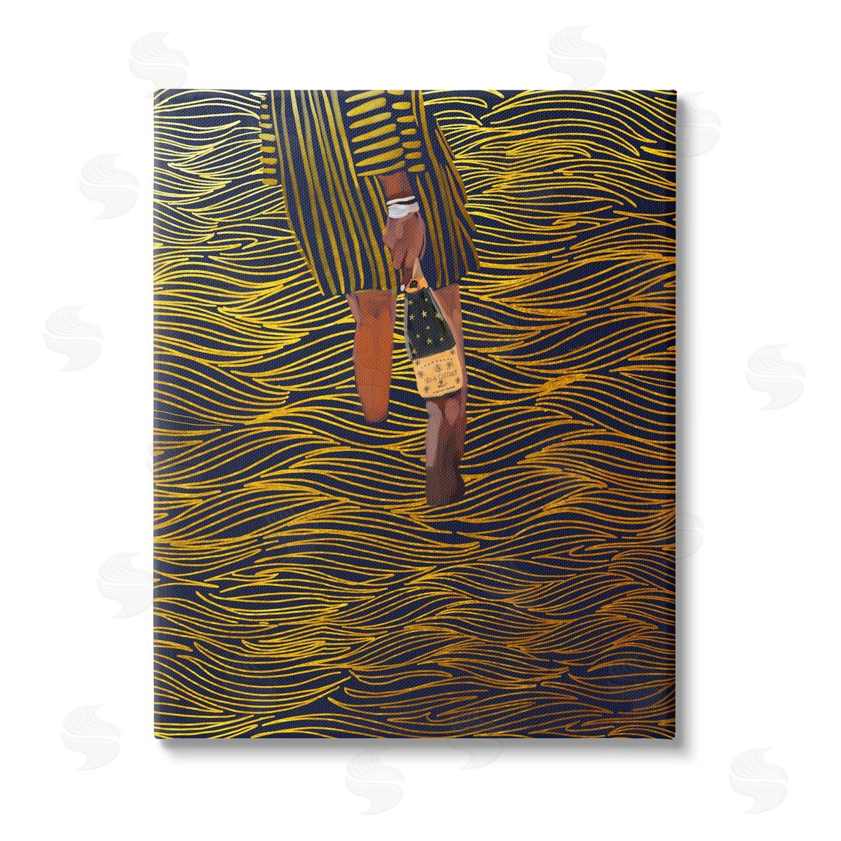 Amelia Noyes Patterned Girl with Champagne Canvas Wall Art Print