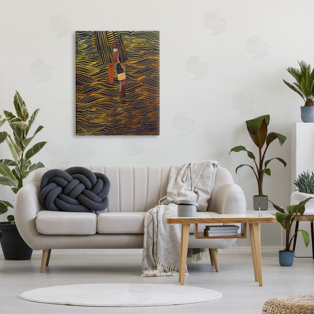 Amelia Noyes Patterned Girl with Champagne Canvas Wall Art Print in Room
